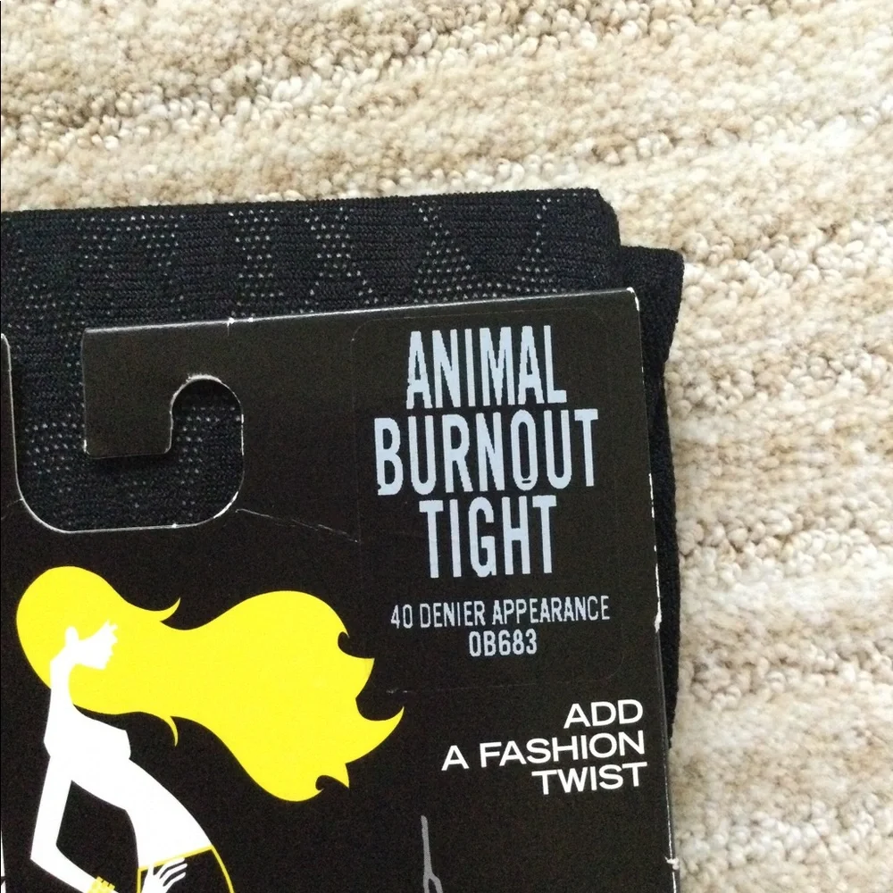 DKNY Fashion Hosiery Animal Burnout Tight Black Size Medium